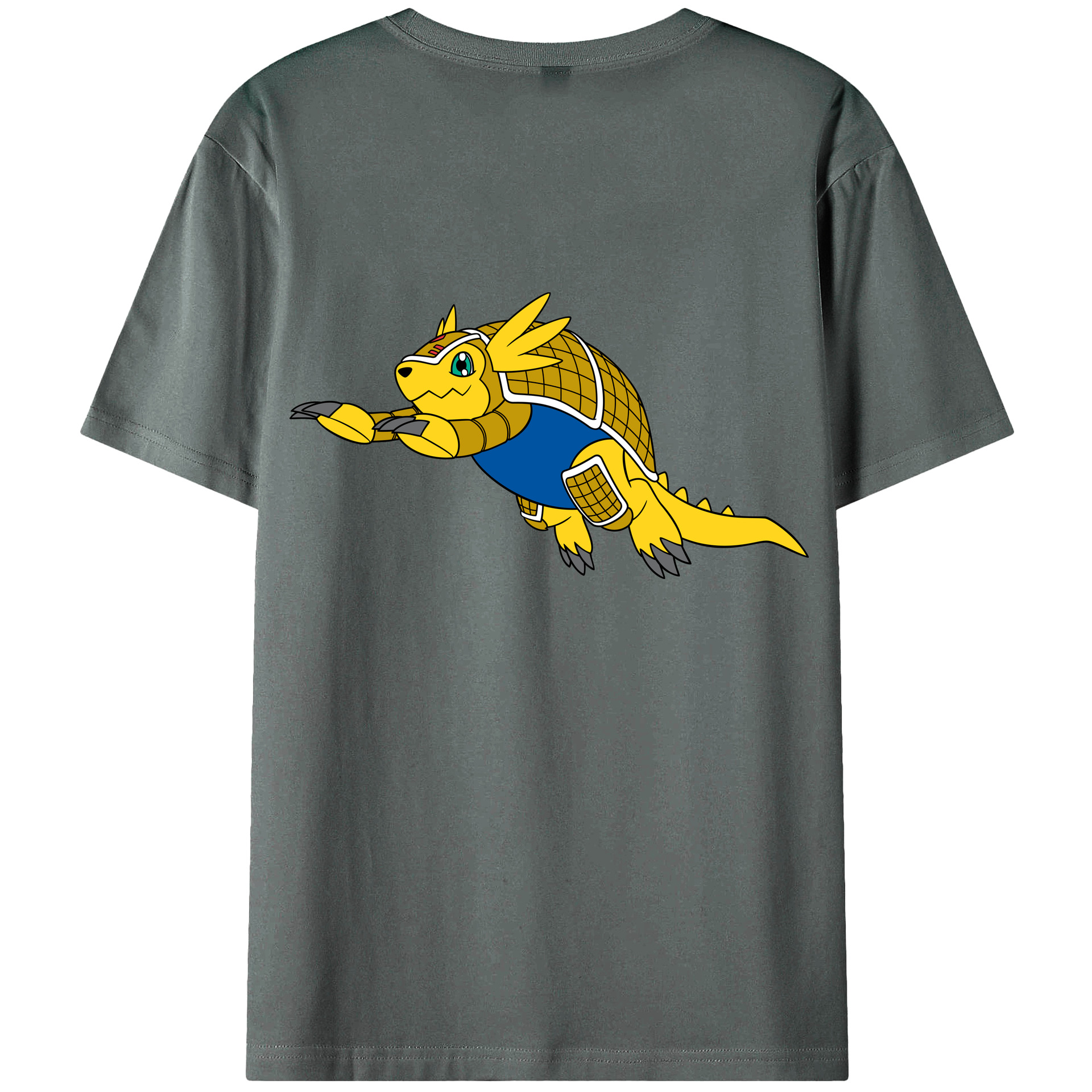 （画像用） Digimon デジタルモンスター/デジモン 綿100％ メンズ半袖Tシャツ（バックプリント） 通気性
